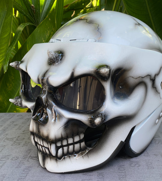 Custom Motorcycle Helmet Ghost Rider Monster White DOT – Custom Airbrush Helmet Custom Motorcycle Helmet Ghost Rider Monster White DOT – Custom Airbrush Helmet