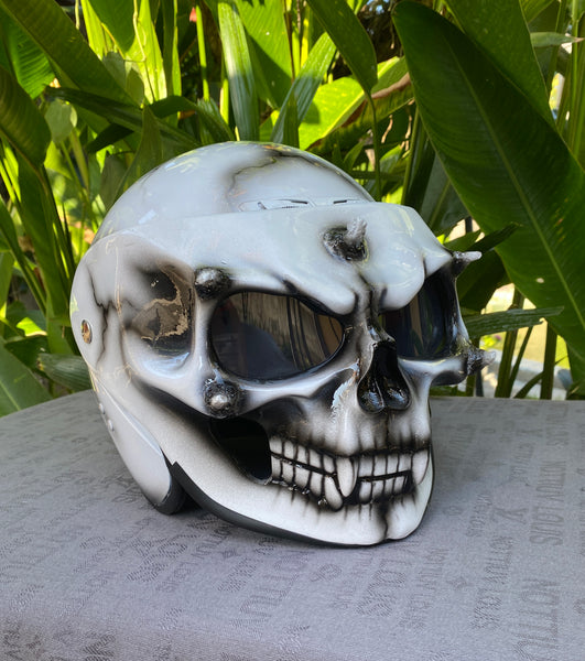 Custom Motorcycle Helmet Ghost Rider Monster White DOT – Custom Airbrush Helmet
