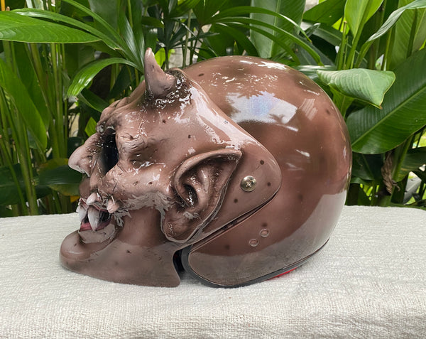 custom motorcycle helmets with horns Hellboy Horn Satan Custom Demon Monster DOT Helmet Devil 3D