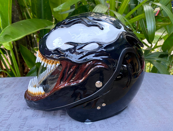 Venom Custom Motorcycle Helmet Spider Man Symbiote 3D helmet – Custom Airbrush Helmet