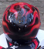 Hell Fire Motorcycle Helmet Custom Airbrush 3D Skull DOT