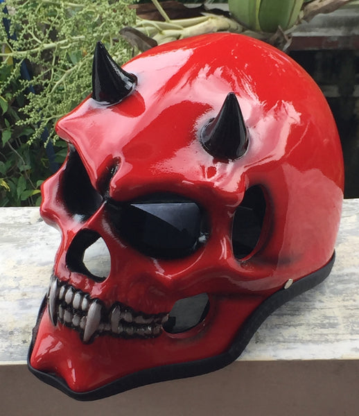 Devil Satan Hell Fire Devil Helmet 666 Damon from the Hell Halloween Mask – Custom Airbrush Helmet