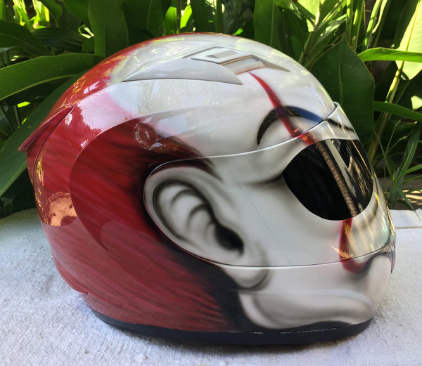 clown motorcycle helmet cover Pennywise Crazy Killer IT Clown Mask Full Face Helmet – Custom Airbrush Helmet