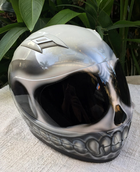 custom airbrushed motorcycle helmets for sale Bad Ass Skull Smiley Custom Helmet Big Smile Motorcycle Helmet – Custom Airbrush Helmet