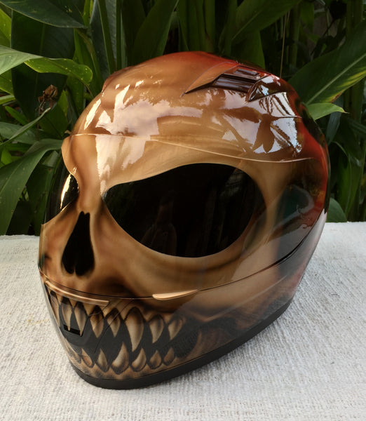 Zombie Skull Burning Skull Airbrush Helmet – Custom Airbrush Helmet