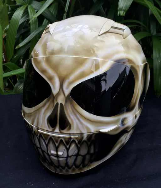 airbrush motorcycle helmets near me Skull Skeleton Death Skull Motorcycle Helmet – Custom Airbrush Helmet