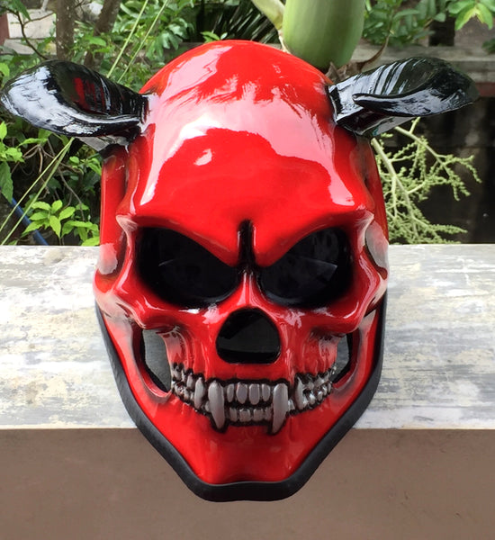 Hell Fire Devil Helmet 666 Damon Goat from the Hell Halloween Mask – Custom Airbrush Helmet