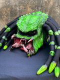 Predator helmet Ninja Green Alien Custom Motorcycle Airbrush Helmet Skull Dreadlocks Free Shipping