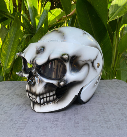 custom white motorcycle helmet Custom Motorcycle Helmet Ghost Rider Monster White DOT