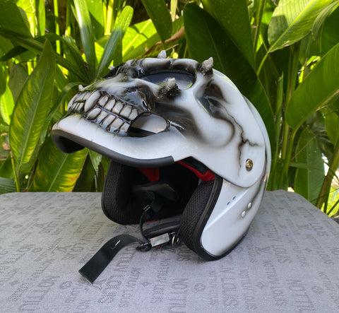 custom white motorcycle helmets Custom Motorcycle Helmet Ghost Rider Monster White DOT