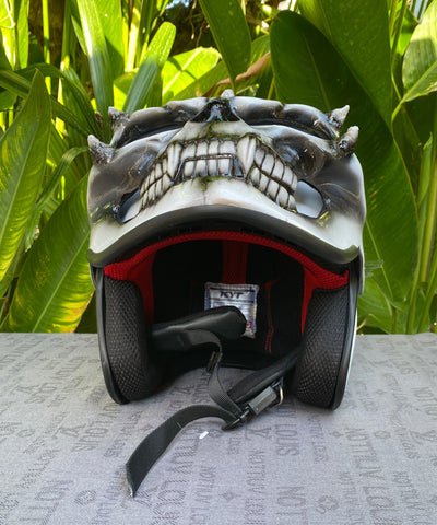 Custom Motorcycle Helmet Ghost Rider Monster White DOT – Custom Airbrush Helmet