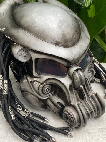 alien robot full head biker helmet Predator Motorcycle Helmet with Laser and Dreads Custom Airbrush Helmet And yes Alien Predator Motorcycle Full Face