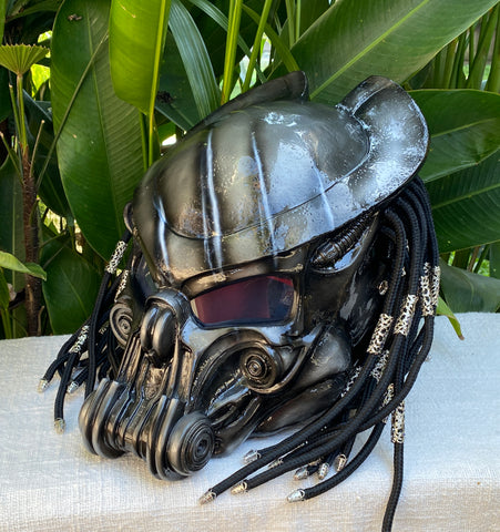 custom predator motorcycle helmet for sale Ninja Green Alien Airbrush Helmet Skull Dreadlocks Free Shipping Predator Mask Amazon Predator Motorcycle