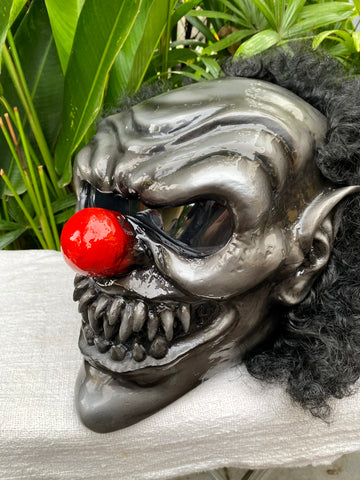 Clown Helmet Silver Black Killer Clown Custom Motorcycle Helmet Crazy – Custom Airbrush Helmet