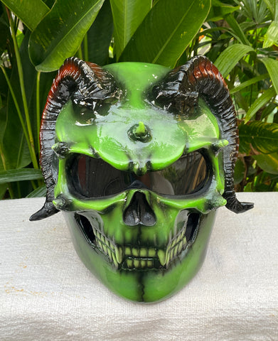 devil motorcycle helmet Devils Goat Custom Helmet, Monster Custom Helmet, 3D Fantasy Devil Hel – Custom Airbrush Helmet