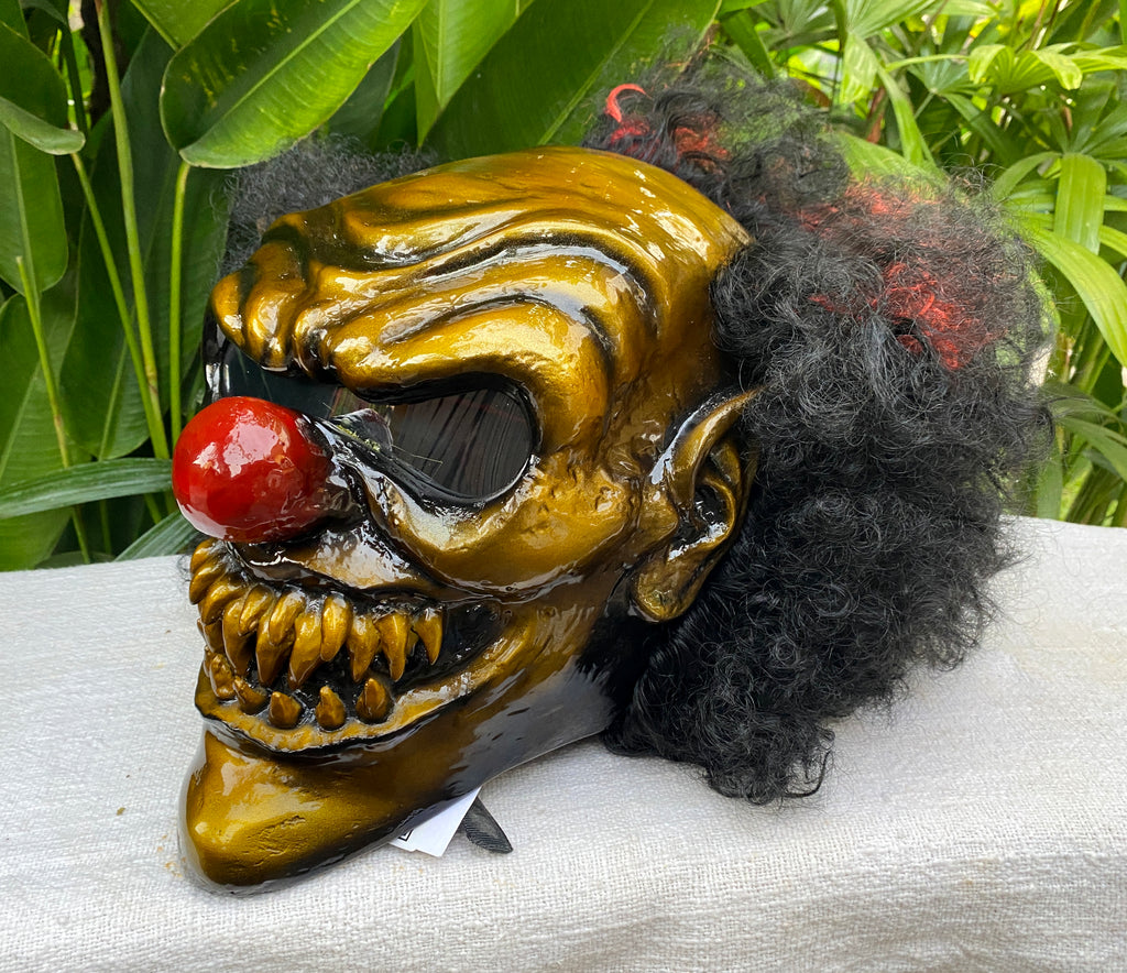 Golden Skull Airbrush Clown Custom Motorcycle Helmet Crazy Clown Scary Halloween IT Golden Skull Airbrush Clown Custom Motorcycle Helmet Crazy Clown Scary Halloween IT