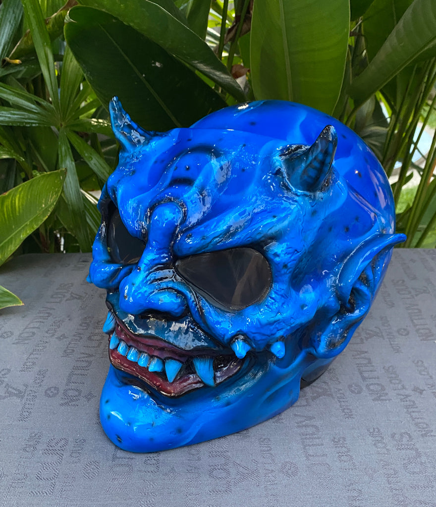 Beast X-Men Blue Monster Horn Satan Custom Demon DOT Helmet Devil 3D – Custom Airbrush Helmet