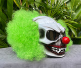 Custom Clown Motorcycle Helmet Halloween Mad Clown Green with Hair