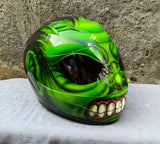 Custom 3d Painted Airbrush Motorcycle Helmet HULK Monster Marvel Averangers Bruce Banner Green