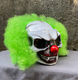 Custom Clown Motorcycle Helmet Halloween Mad Clown Green with Hair