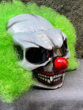 Custom Clown Motorcycle Helmet Halloween Mad Clown Green with Hair