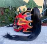 Skull On Fire Helmet for Girls Custom Helmet with Pretty long pigtails