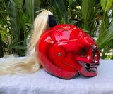Skull Helmet, Mortal Kombat Helmet,  Helmet with Ponytail, Goro Style