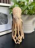 9'' Carved Octopus Devil Fish Skull Statue Carved Wooden Carving Octopus Skull