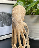 9'' Carved Octopus Devil Fish Skull Statue Carved Wooden Carving Octopus Skull