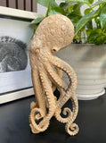 9'' Carved Octopus Devil Fish Skull Statue Carved Wooden Carving Octopus Skull