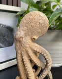 9'' Carved Octopus Devil Fish Skull Statue Carved Wooden Carving Octopus Skull