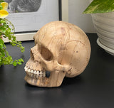 Grinning Human Skull Replica Wooden Sculpture Realistic Replica Human Skull