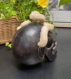 Cobra Skull Black Wood Carved Human Skull Sculpture Snake Carving from Antler