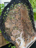 Hummingbird Shell with Flowers carved mother of pearl Genuine natural 10'' Sea Shell