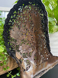 Hummingbird Shell with Flowers carved mother of pearl Genuine natural 10'' Sea Shell