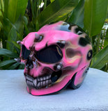 Ladies Motorcycle Skull Helmet Girl Helmet Skull Design with pink Flames