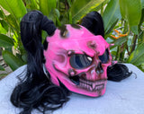 Skull Helmet for Girls Custom Helmet in Pink with Pretty pigtails