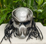 Predator Helmet Sliver Airbrushed Motorcycle Helmet with Dreads
