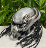 Predator Helmet Sliver Airbrushed Motorcycle Helmet with Dreads