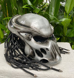 Predator Helmet Sliver Airbrushed Motorcycle Helmet with Dreads