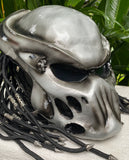 Predator Helmet Sliver Airbrushed Motorcycle Helmet with Dreads