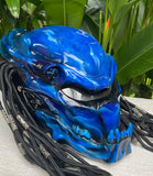 Predator 3D Classic Alien Custom Motorcycle Blue Airbrush Helmet Skull Dreadlocks
