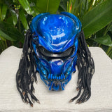 Predator 3D Classic Alien Custom Motorcycle Blue Airbrush Helmet Skull Dreadlocks