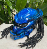 Predator 3D Classic Alien Custom Motorcycle Blue Airbrush Helmet Skull Dreadlocks