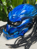 Predator 3D Classic Alien Custom Motorcycle Blue Airbrush Helmet Skull Dreadlocks