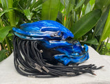 Predator 3D Classic Alien Custom Motorcycle Blue Airbrush Helmet Skull Dreadlocks