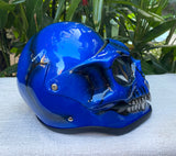 Skull Helmet Blue Metallic Custom Helmet
