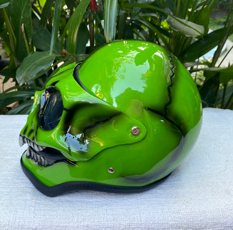 goblin motorcycle helmet Goblin Grim Reaper Visor Full face Helmet Green – Custom Airbrush Helmet