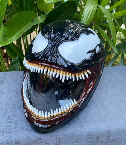 Venom Custom Motorcycle Helmet Spider Man Symbiote 3D helmet – Custom Airbrush Helmet