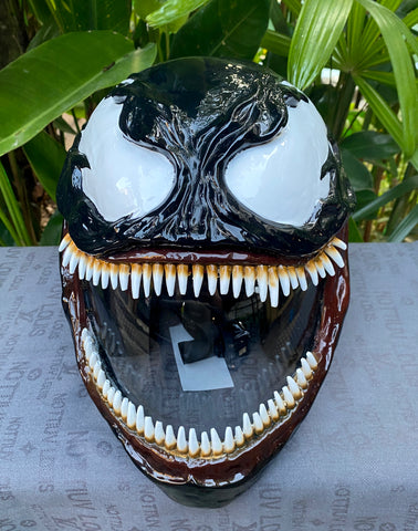 Venom Custom Motorcycle Helmet Spider Man Symbiote 3D helmet – Custom Airbrush Helmet